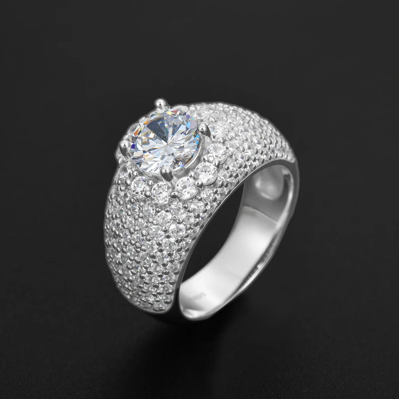 S925 Moissanite Pave Halo Ring