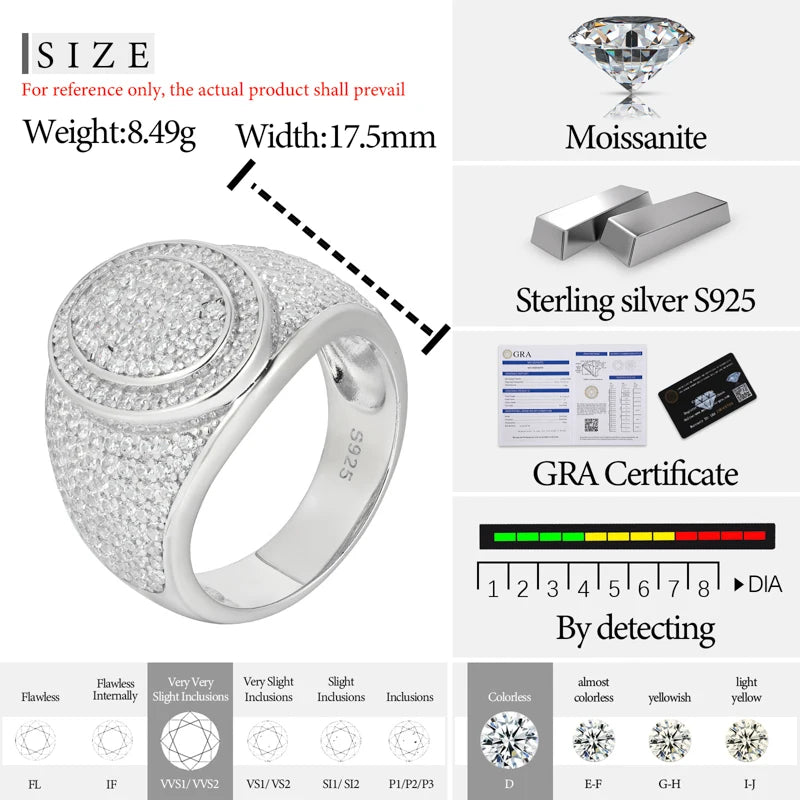 S925 Moissanite Oval Paved Diamond Ring