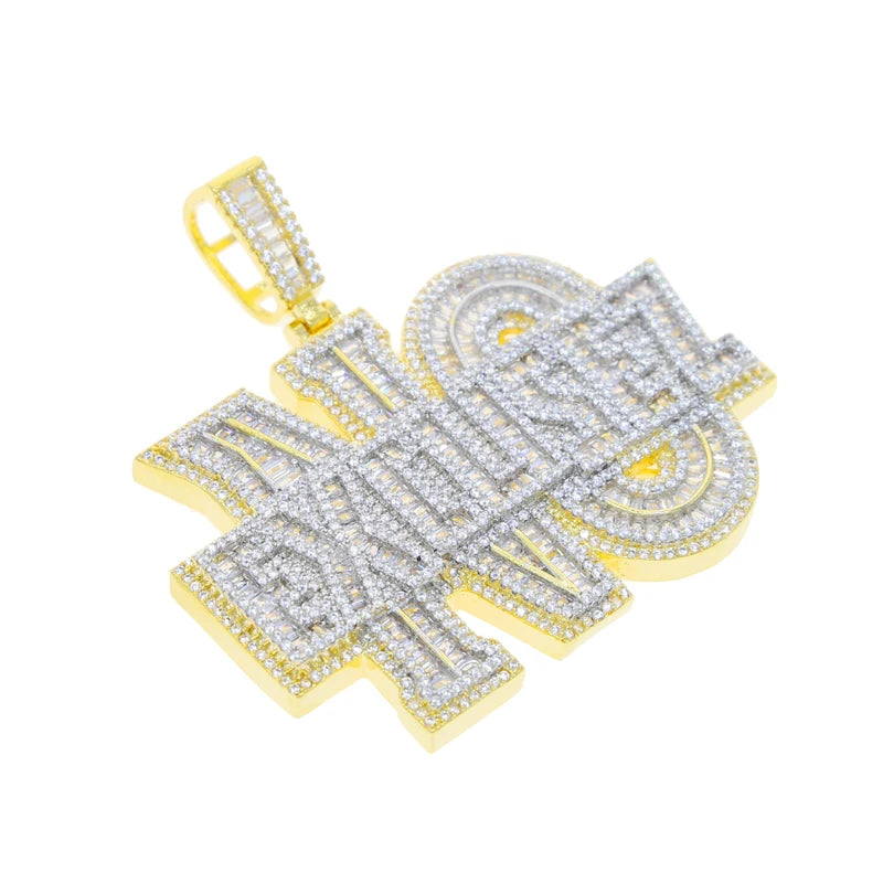 Iced Out "NO EXCUSEZ" Diamond Letter Pendant
