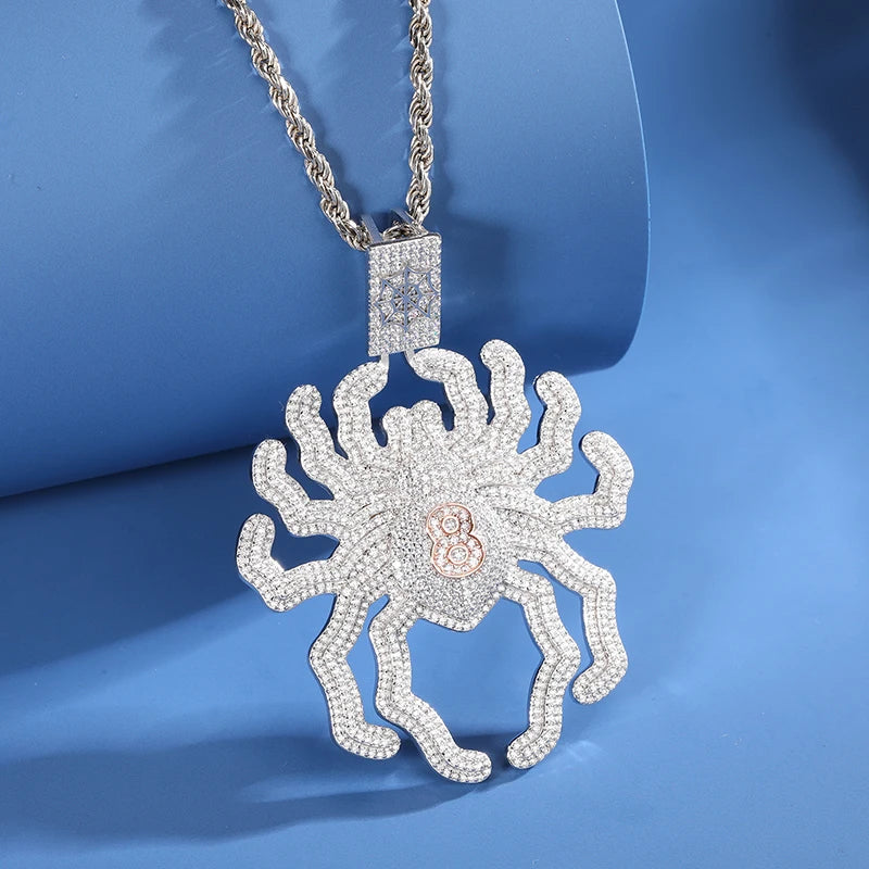 S925 Iced Out Moissanite Spider Pendant