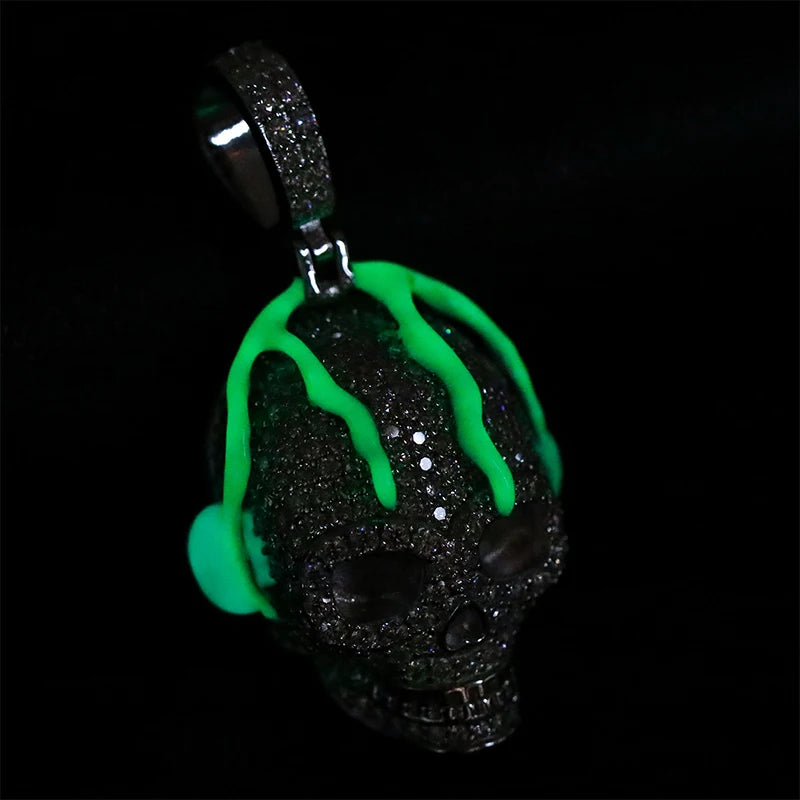 S925 Moissanite Luminous Dripping Skull Pendant - Icedgame & Co