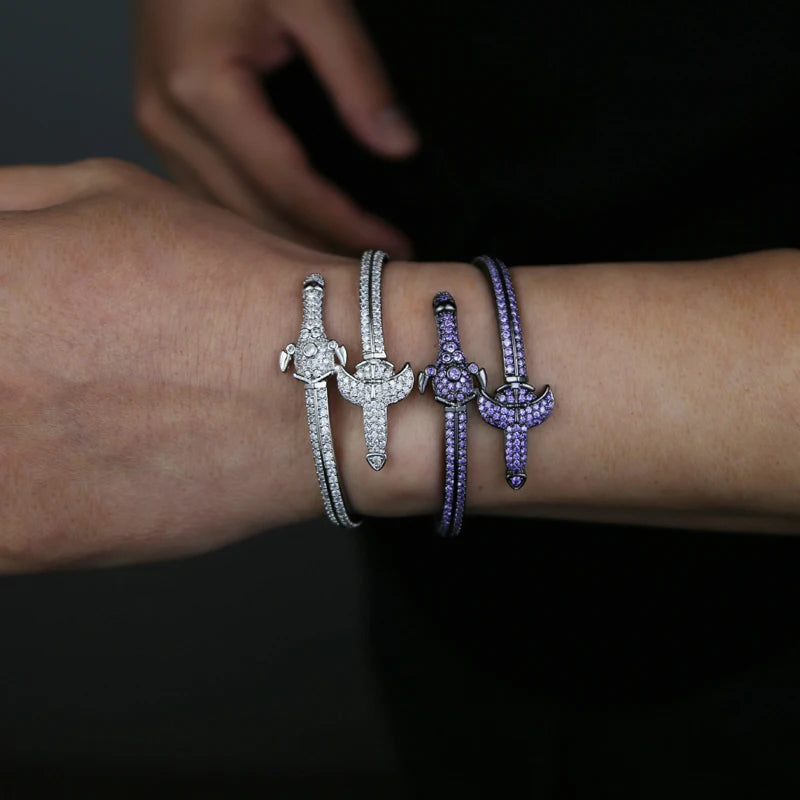 Skull Cross Sword Bangle Bracelet - Icedgame & Co