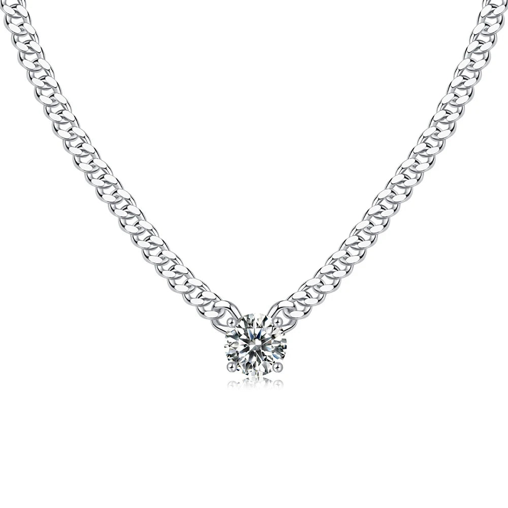 Women's S925 Round Cut Moissanite Diamond Cuban Necklace