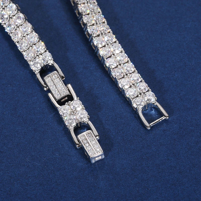 S925 6MM 2 Rows Moissanite Diamond Tennis Bracelet/Necklace
