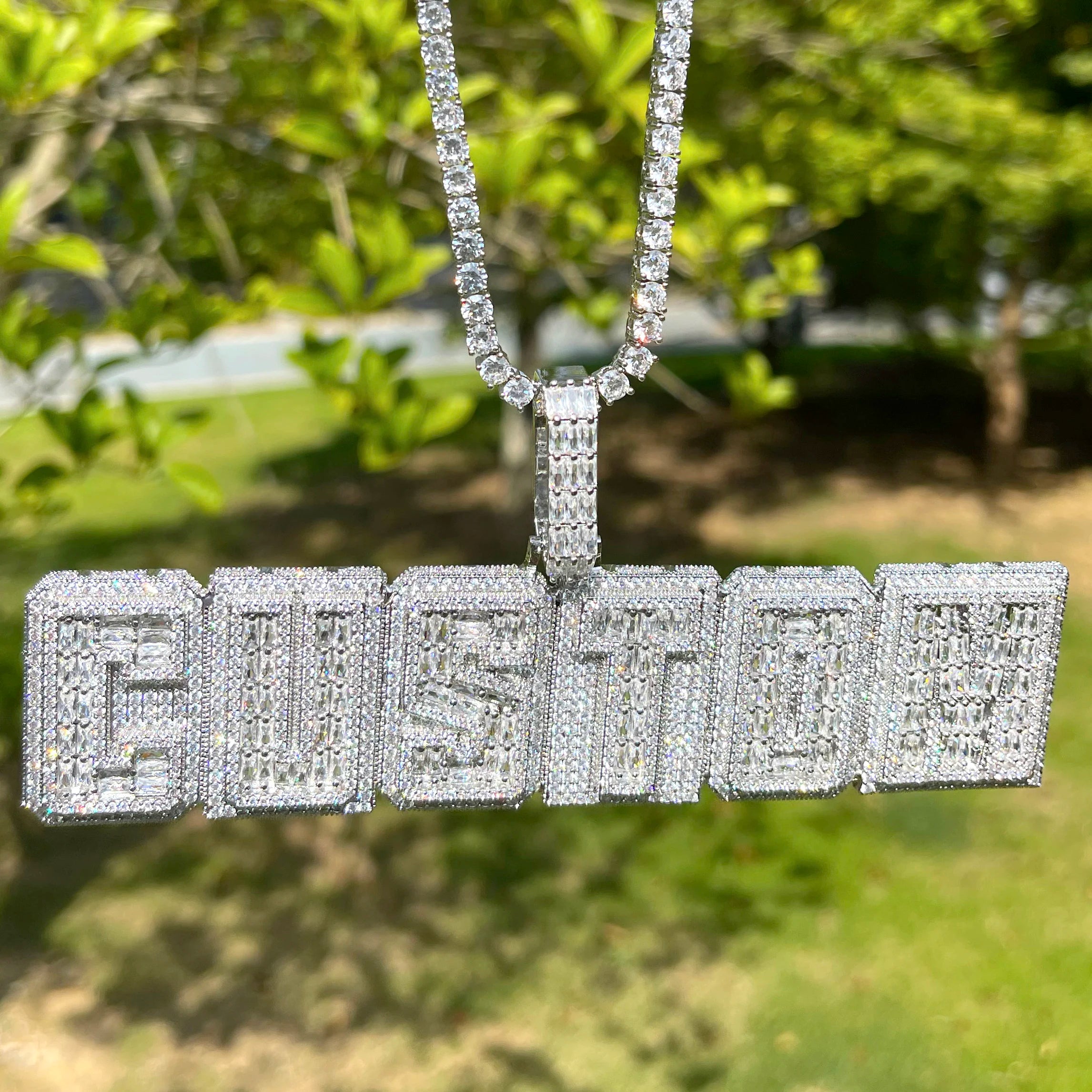 Custom Blocky University Letter Font Pendant - Icedgame & Co