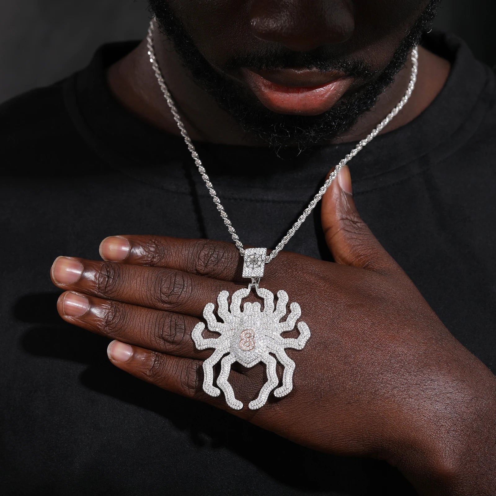 S925 Iced Out Moissanite Spider Pendant