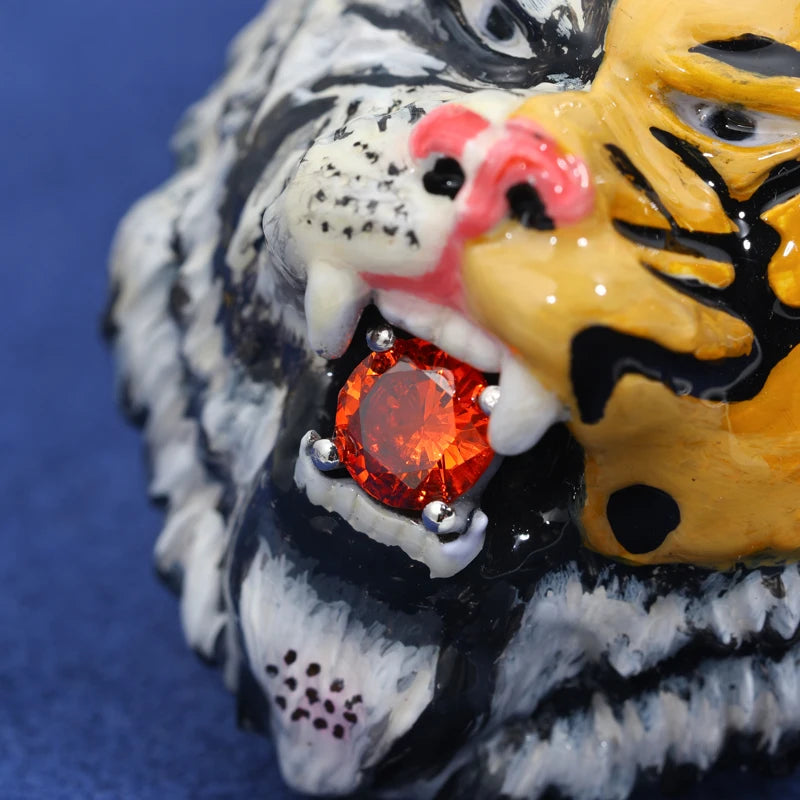 S925 Moissanite Enamel Tiger Head Pendant