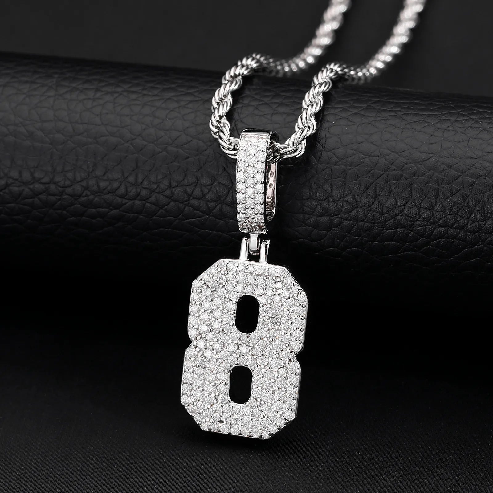 S925 Moissanite Arabic Number 0-9 Pendant Necklace