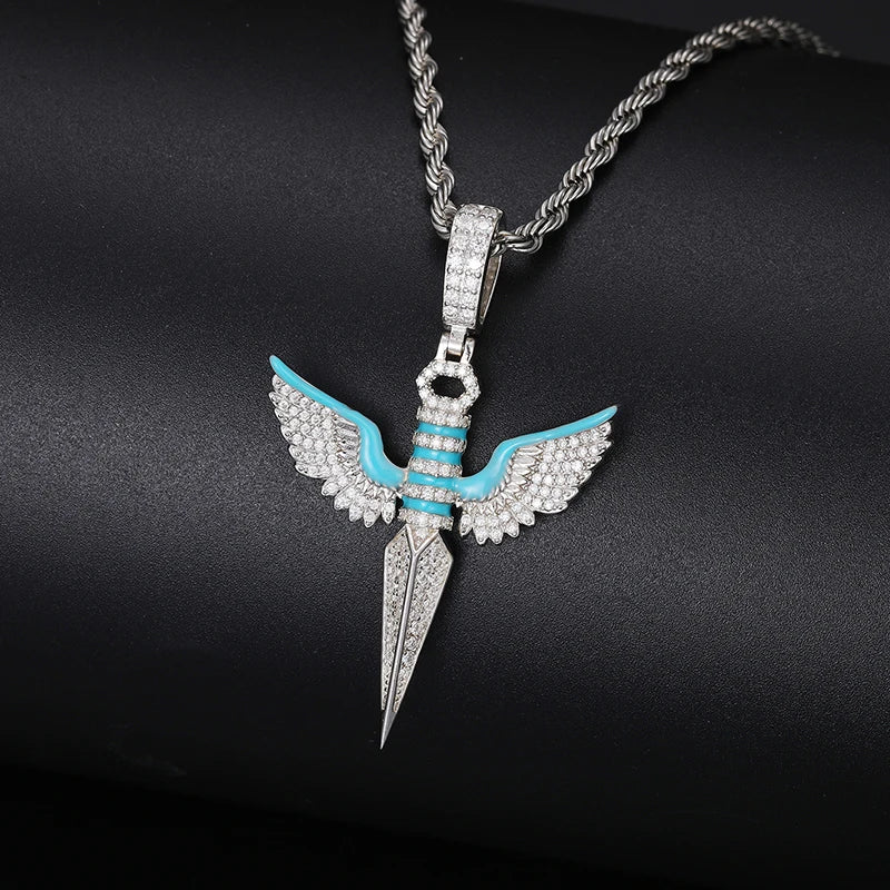 S925 Moissanite Classic Luminous Angel Sword Wings