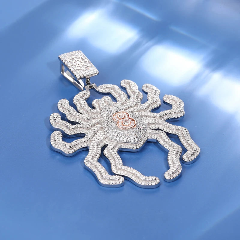 S925 Iced Out Moissanite Spider Pendant