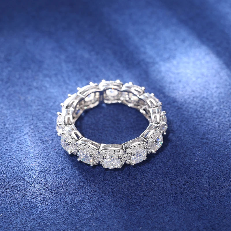 S925 Moissanite Clustered Tennis Diamond Ring