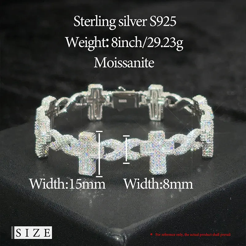 S925 Moissanite Infinity Link Cross Bracelet