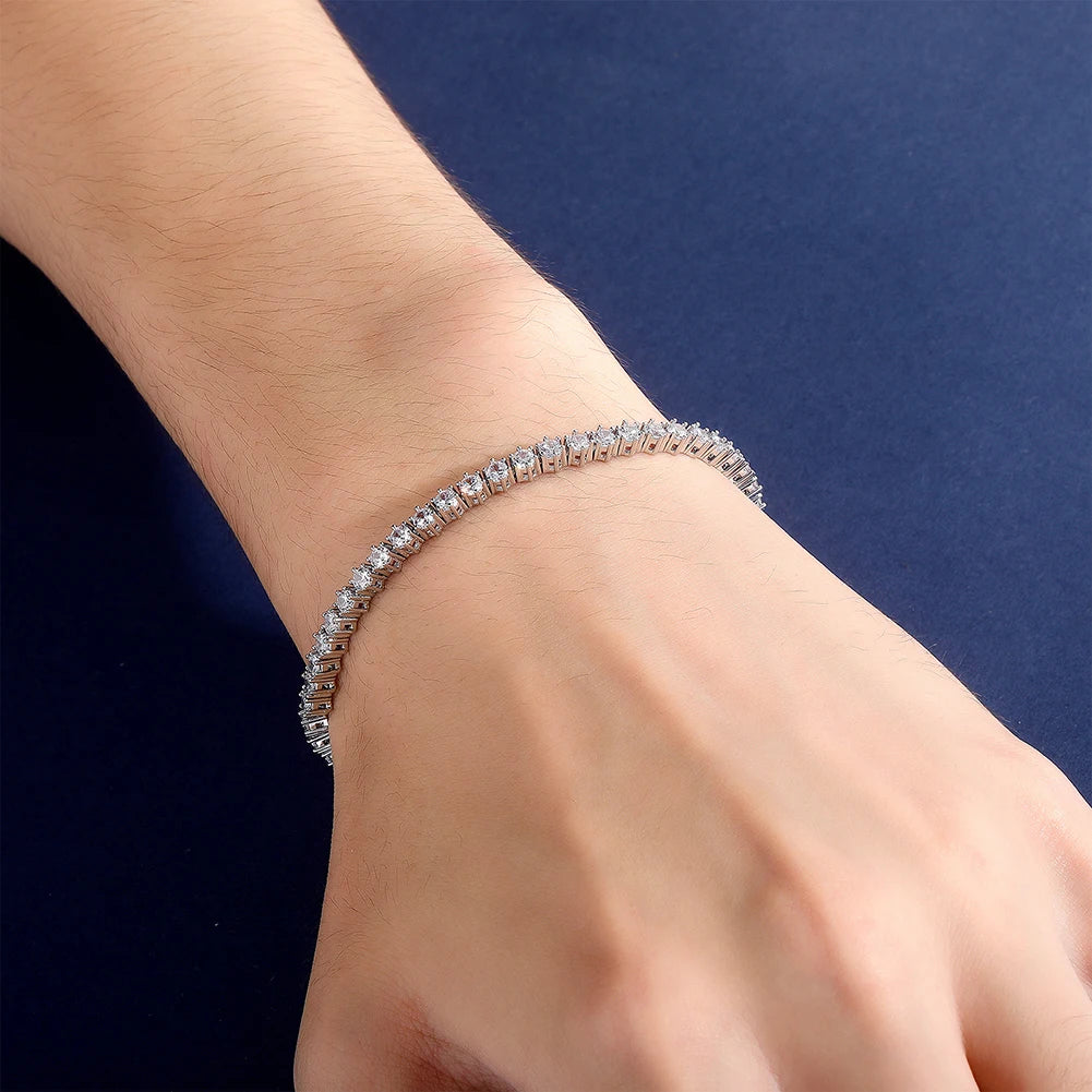 3MM/-5MM Six Prong Setting With Spring Clasp Diamond Tennis Chain Bracelet
