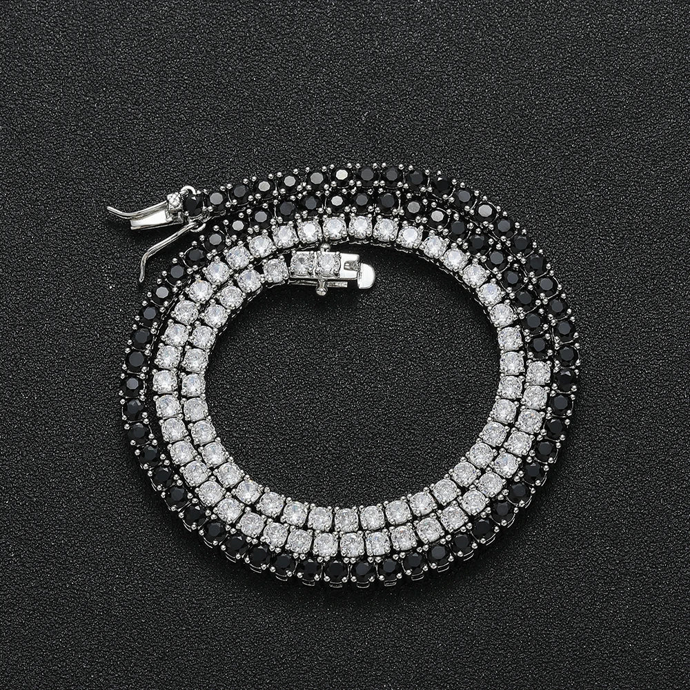 3mm Essential Black and White Zirconia Tennis Necklace