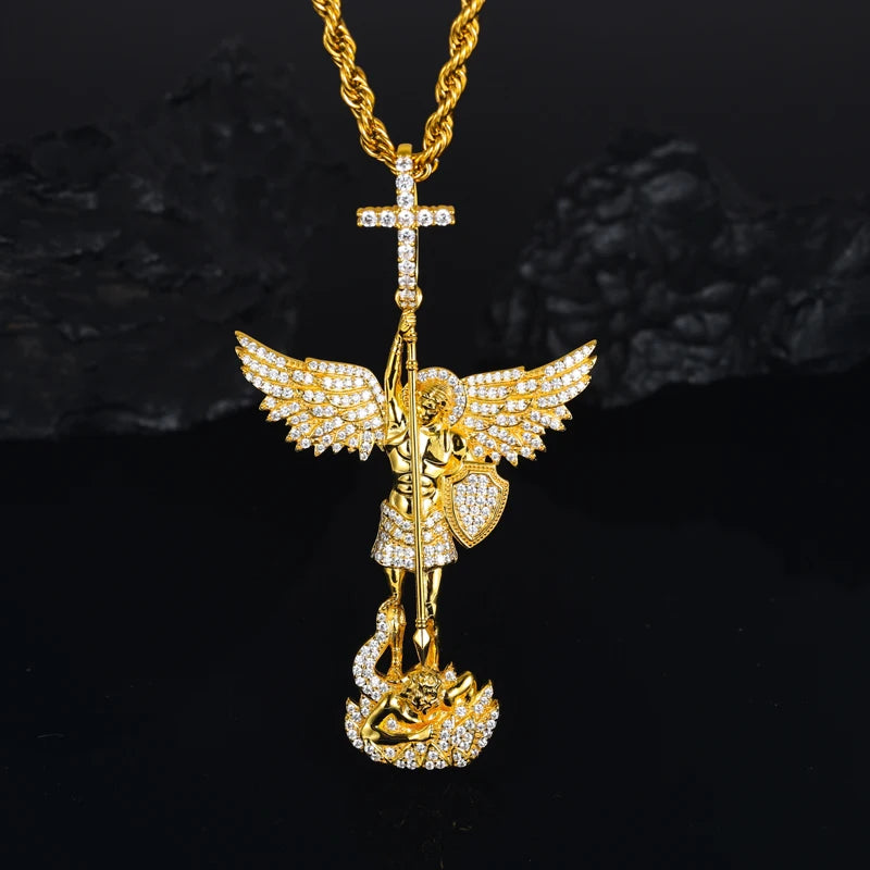 S925 Moissanite Chastisement Angel Pendant With Cross Bail