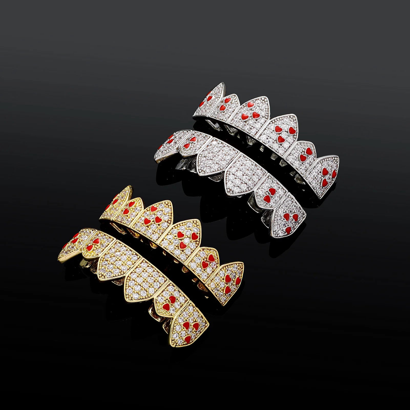 Iced Out Red Heart Enamel Grillz