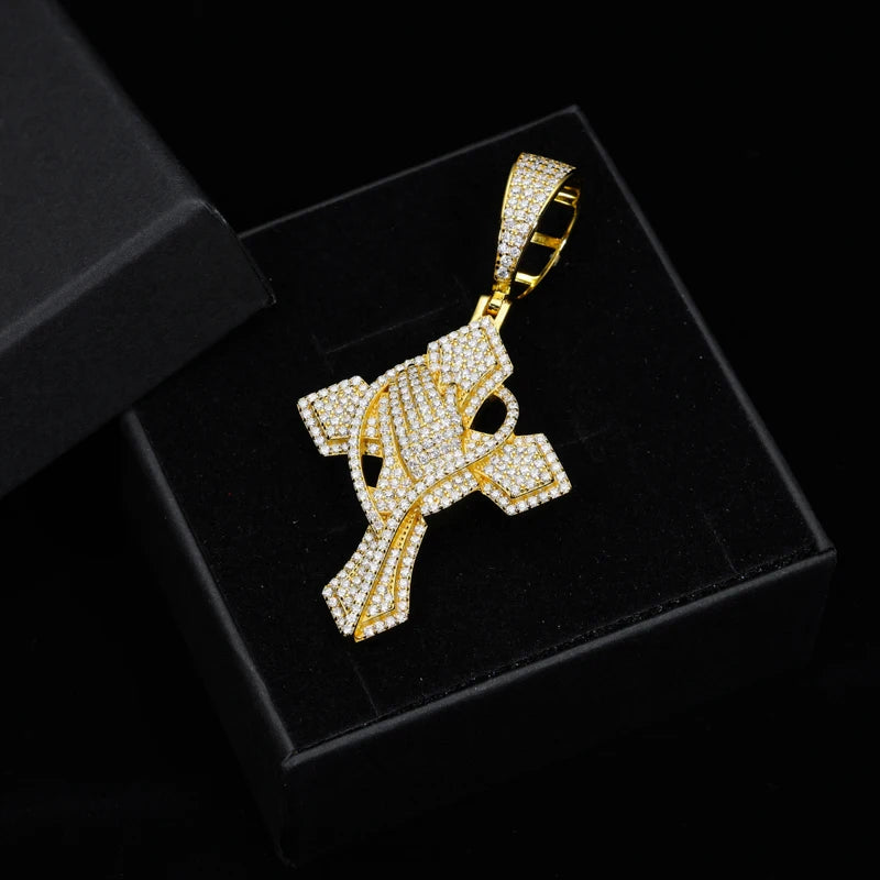 S925 Moissanite Gothic Cross Praying Hands Pendant - Icedgame & Co