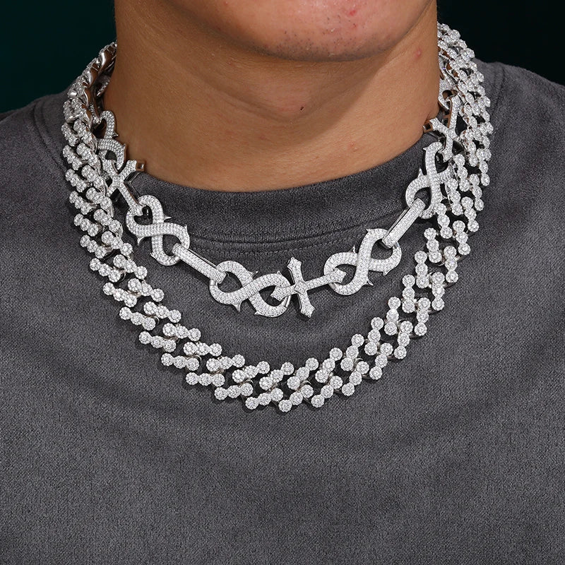 20mm Diamond Clustered Cuban Necklace