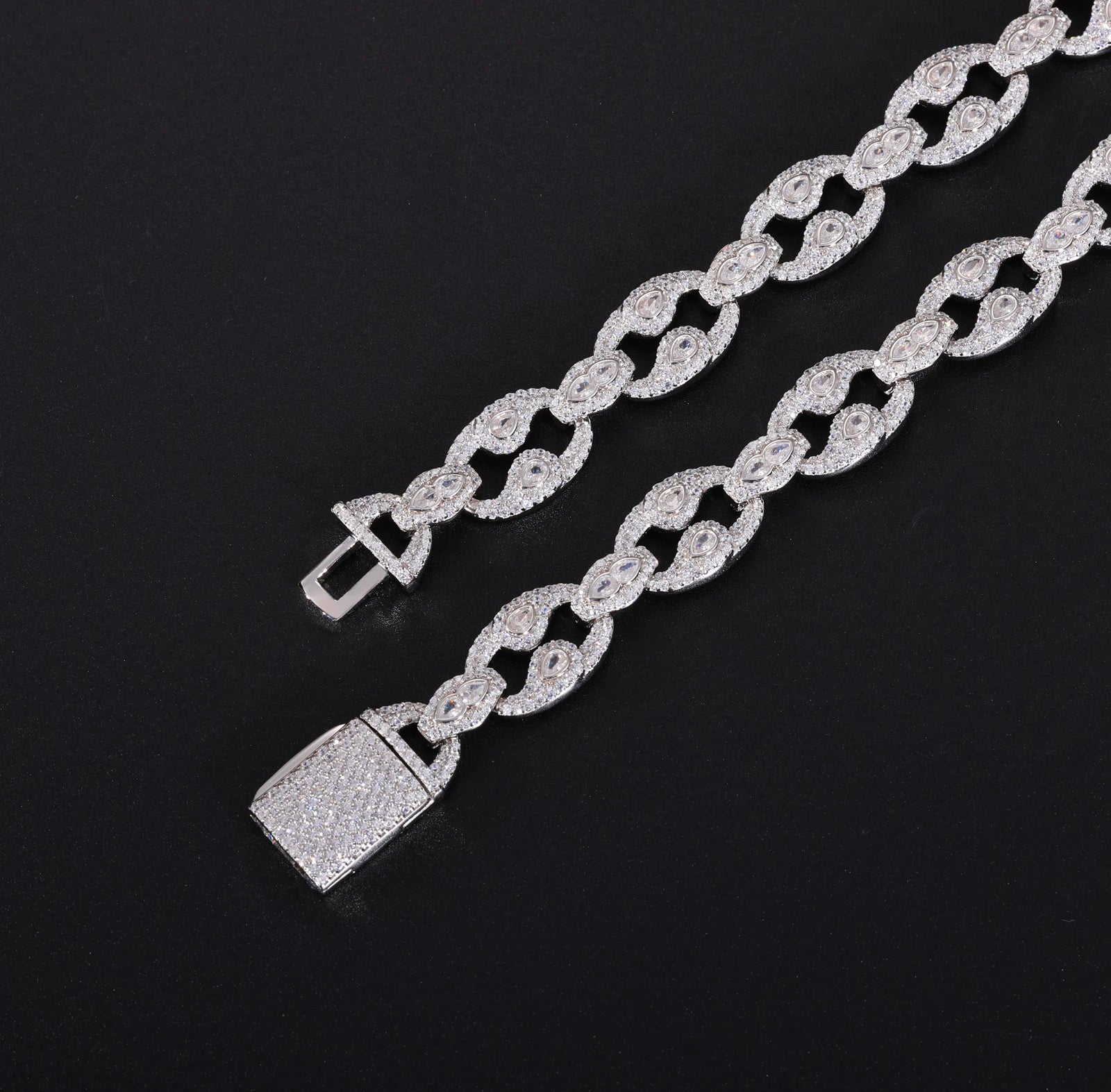 S925 Moissanite Infinity Twist Eyes Link Chain Necklace - 12mm - Icedgame & Co