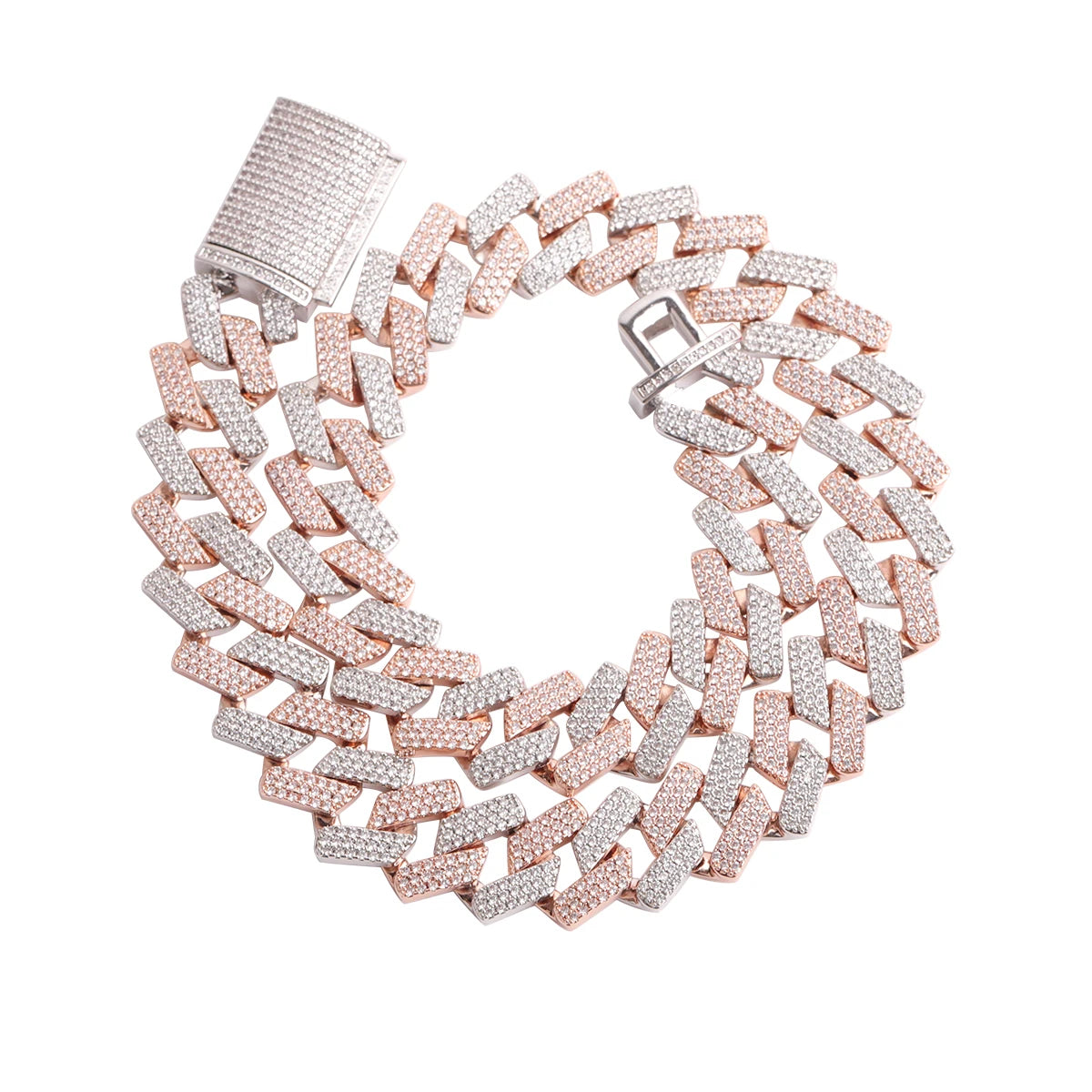 20mm Miami Rhombus Diamond Link Cuban Necklace - Two-Tone Rose Gold
