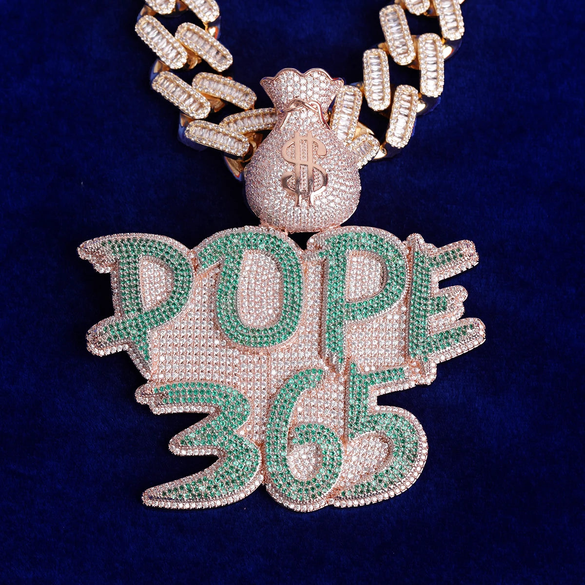 Custom Dollar Bail Bold Brush Green-Layer Letter Pendant - Icedgame & Co