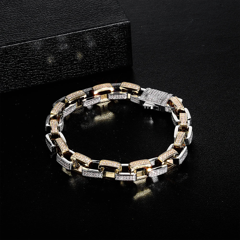 8mm Iced Out Box Link Chain Bracelet