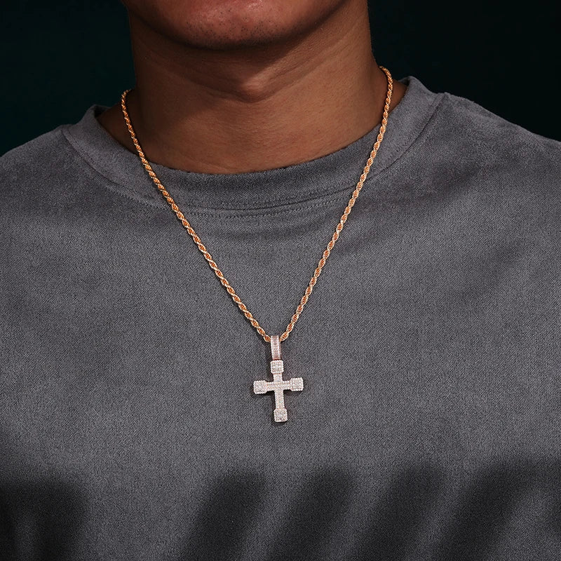 S925 Moissanite Latin Pave Cross Diamond Pendant