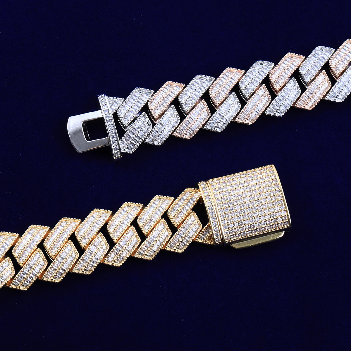 20mm Baguatte Prong Cuban Link Bracelet