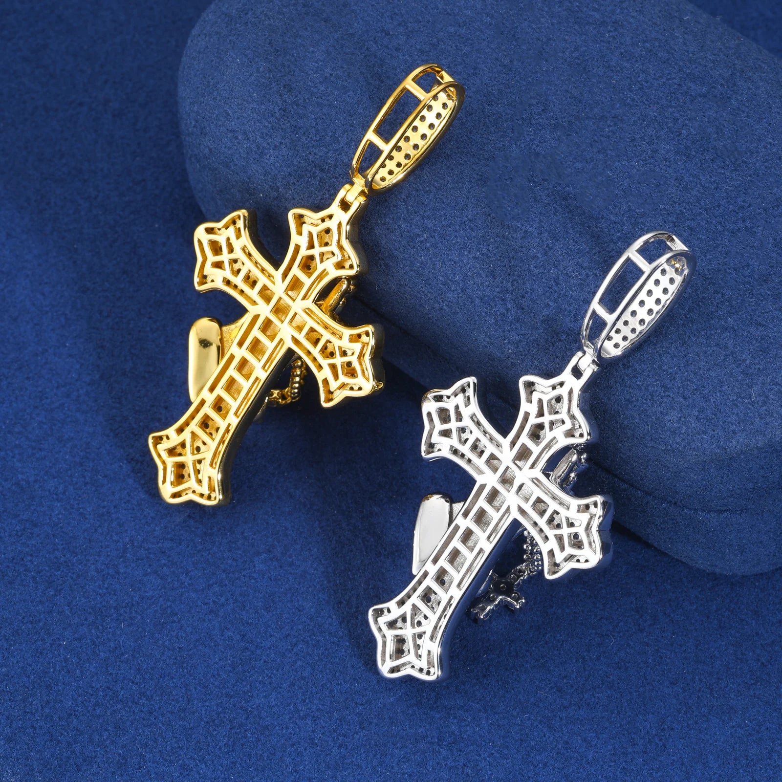 S925 Moissanite Flory Cross Pendant With Pray Hand