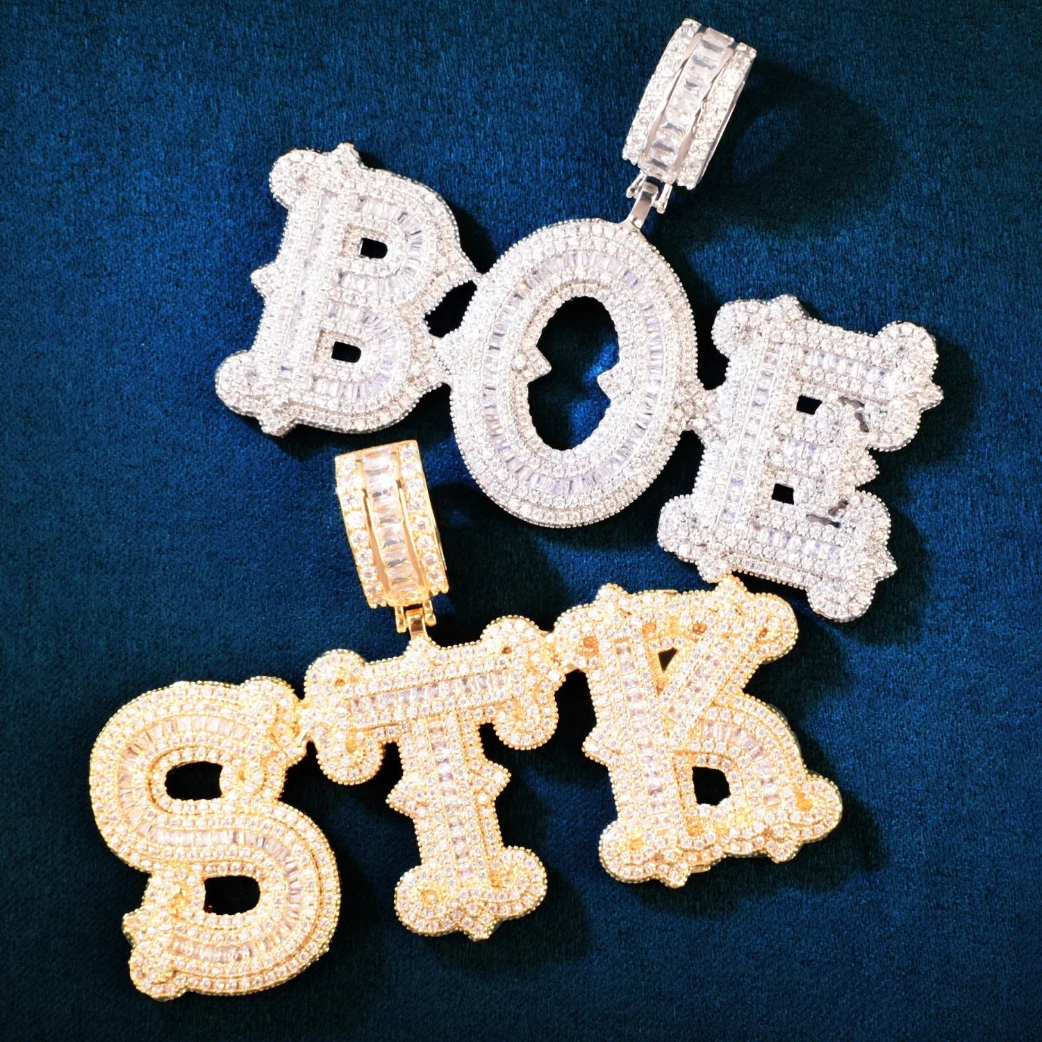 Baguette College Font Custom Letter Pendant - Icedgame & Co