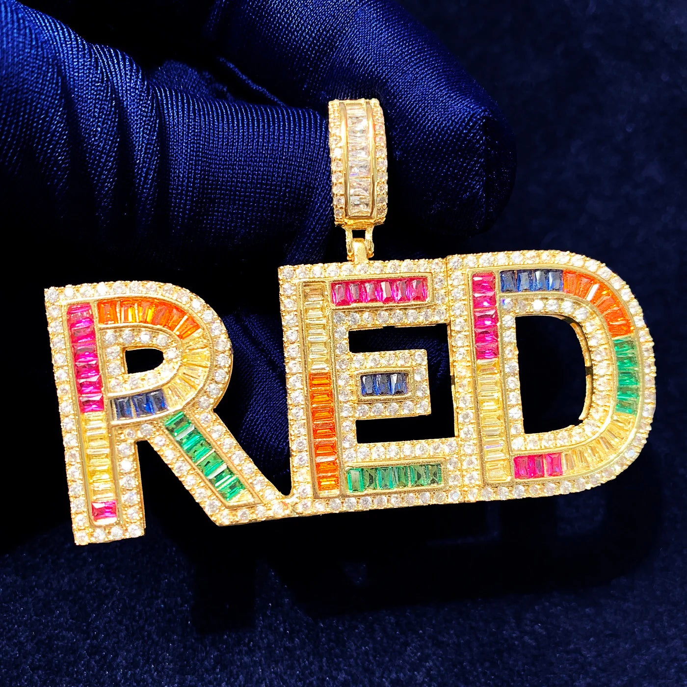 Colored Baguette Letter Pendant - Icedgame & Co