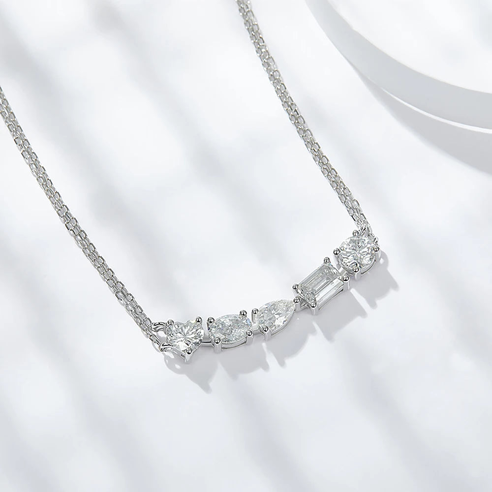 Women's S925 Moissanite Arc Mixed-Shape Diamond Necklace