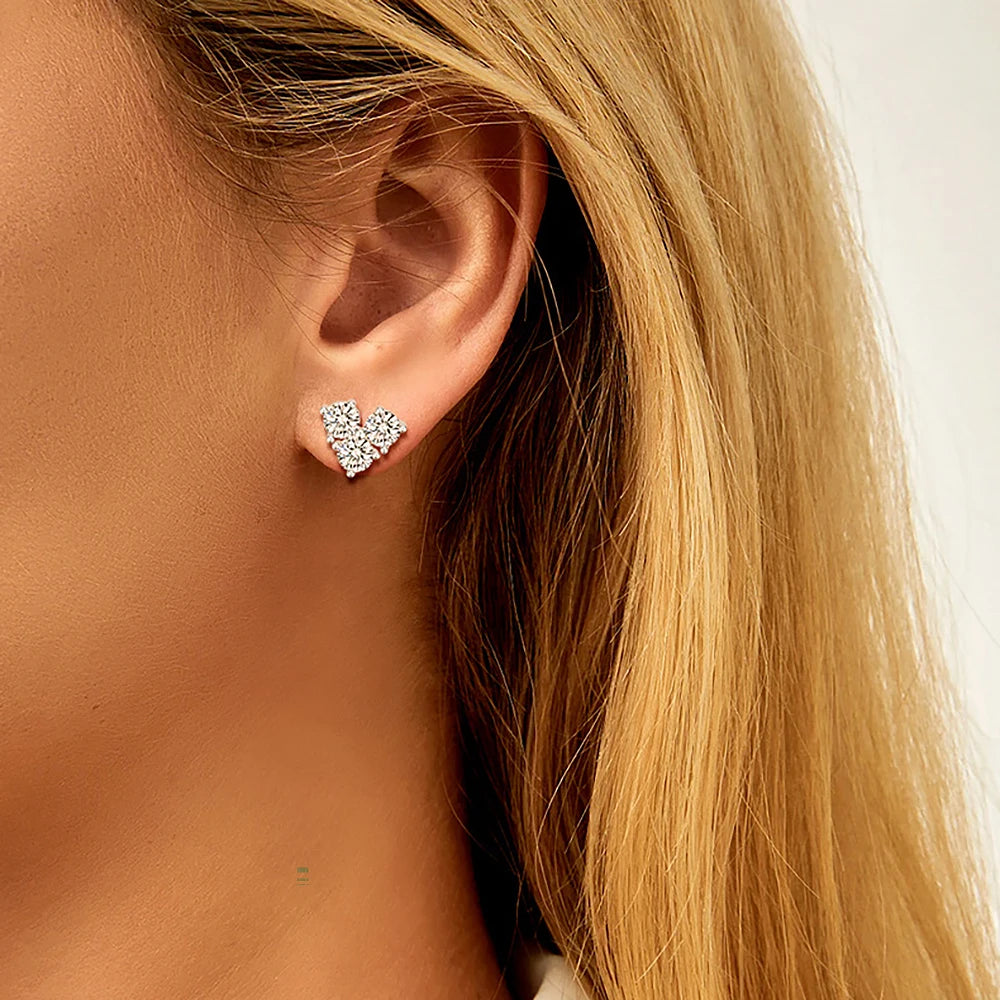 Women's S925 Moissanite V-Shape Tennis Diamond Stud Earrings