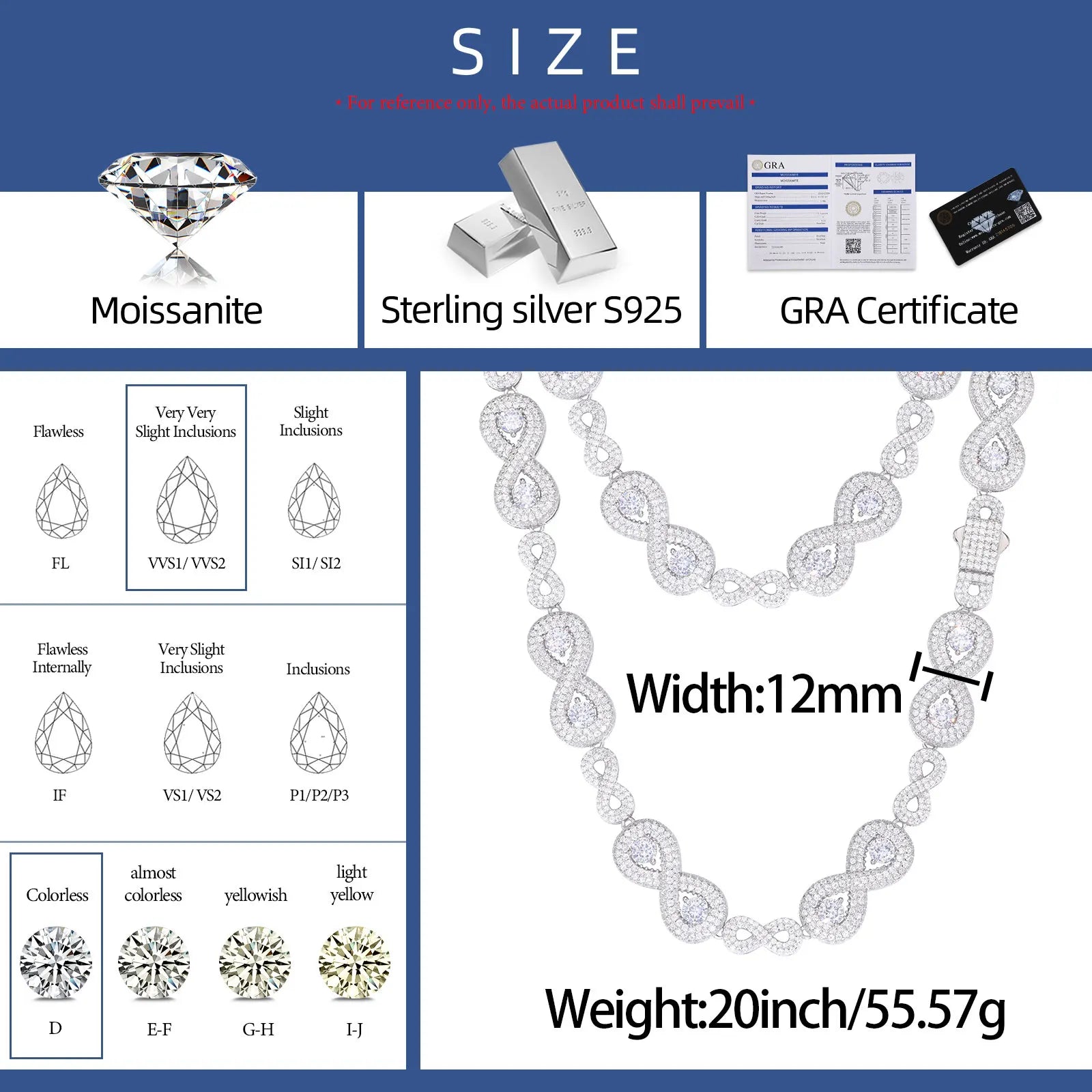 S925 Moissanite Infinity Cuban Link Chain Necklace - Icedgame & Co