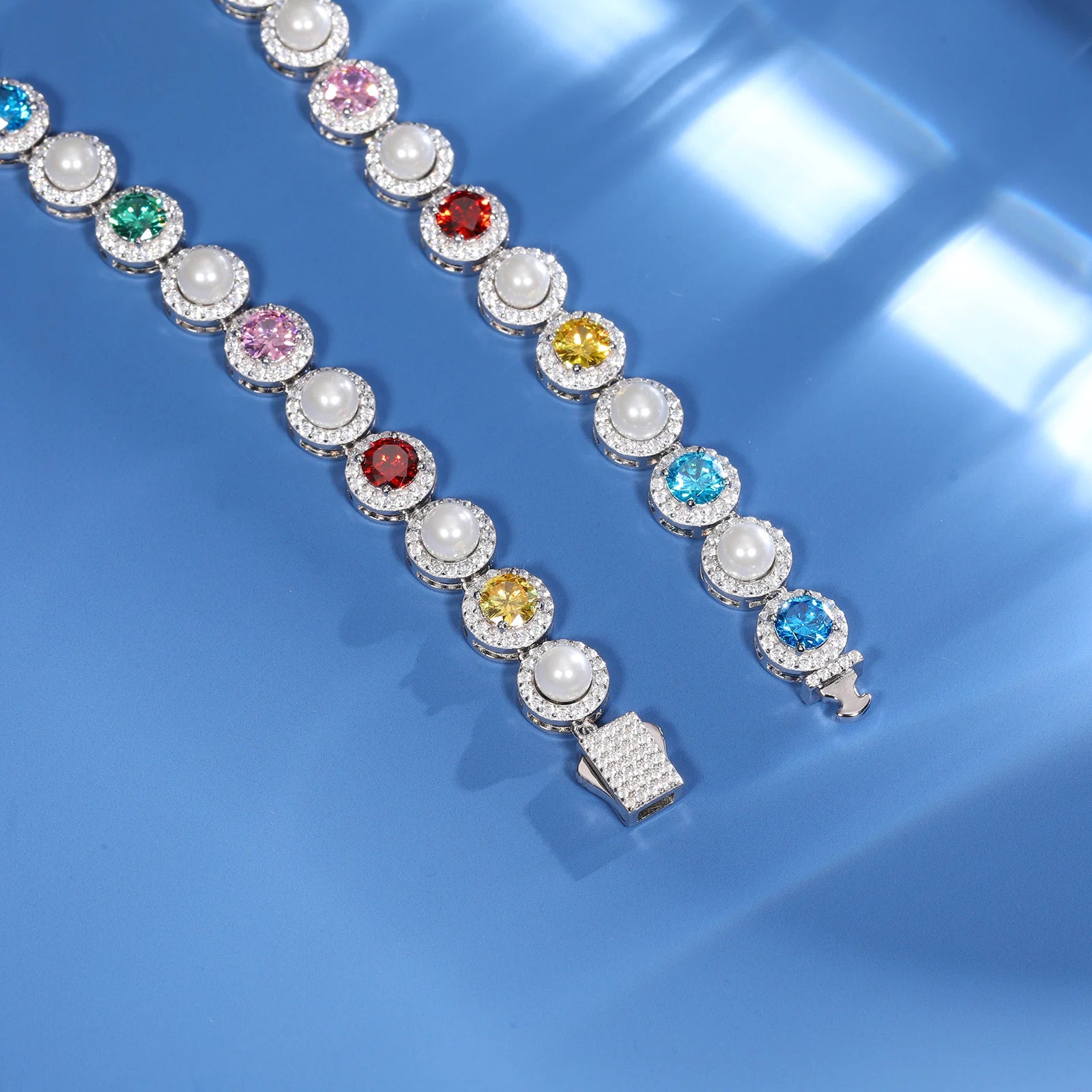 S925 Multi-Color Moissanite Pearl Chain