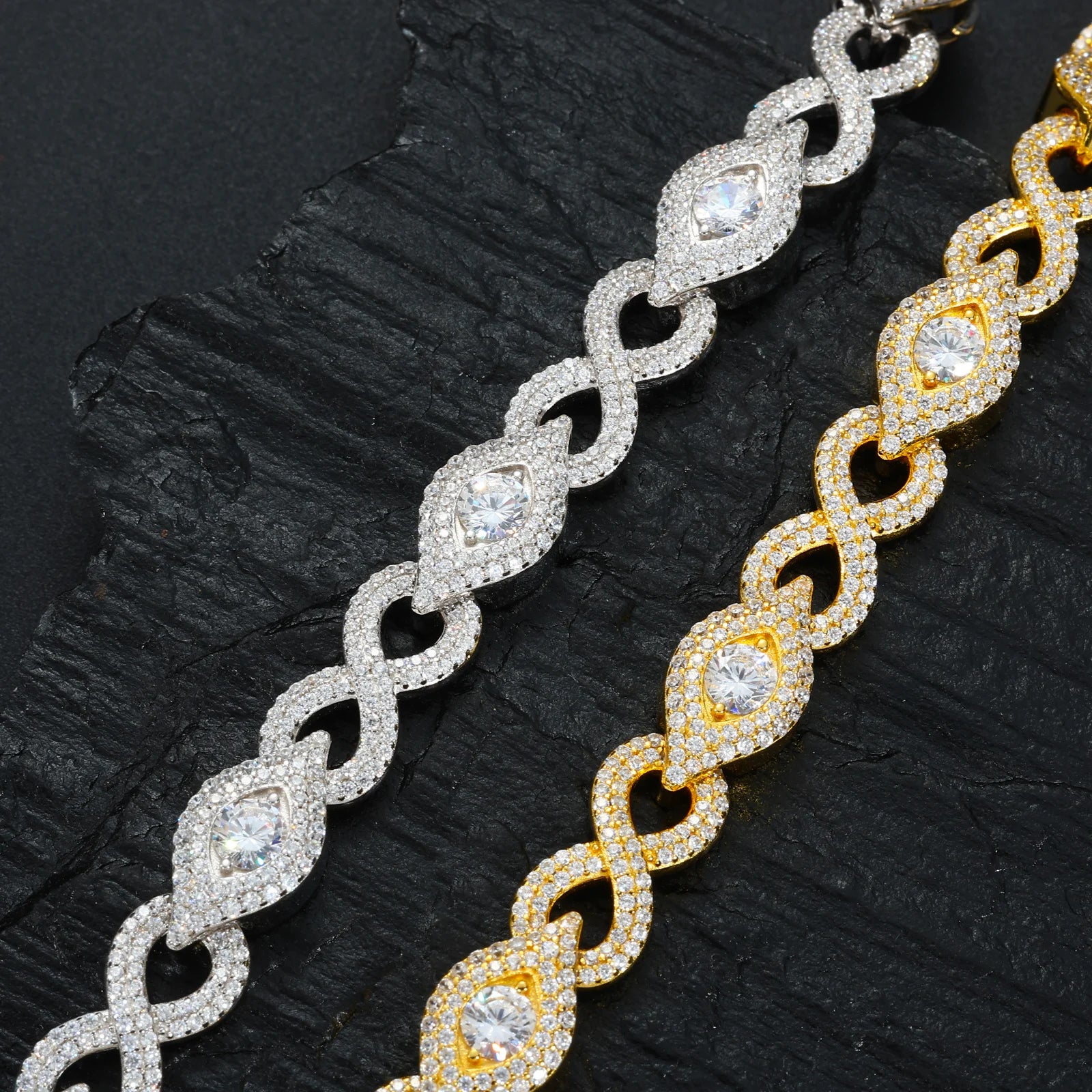 10mm S925 Moissanite Infinity Evil Eye Bracelet