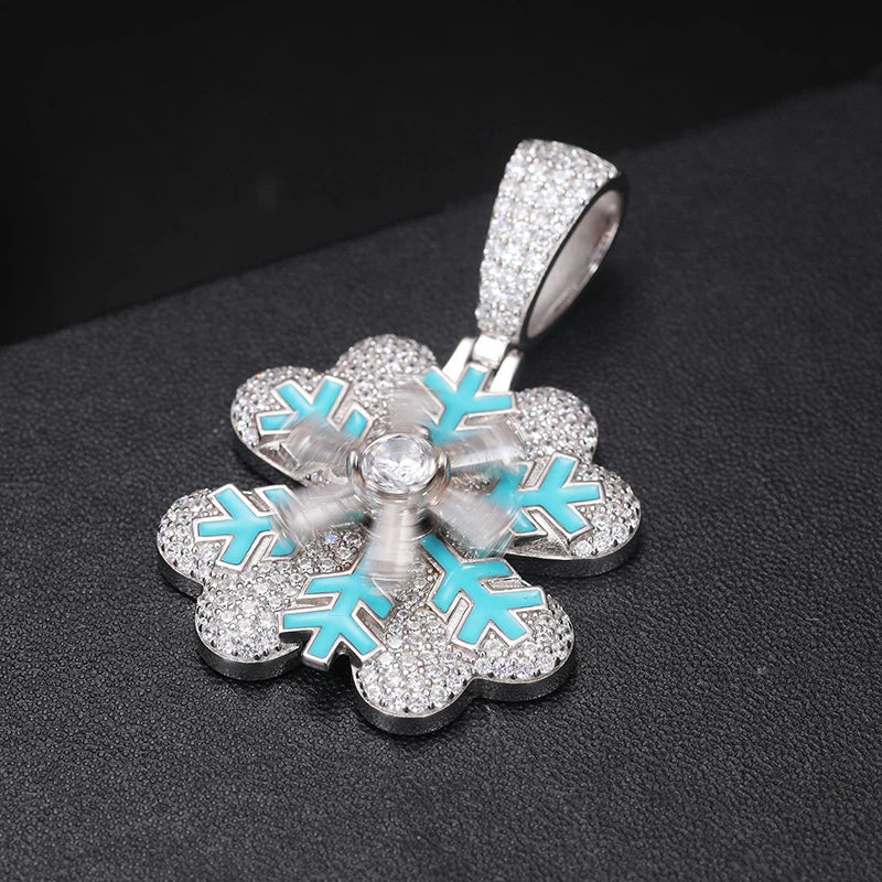 S925 Moissanite Luminous Rotate Snowflake Pendant - Icedgame & Co