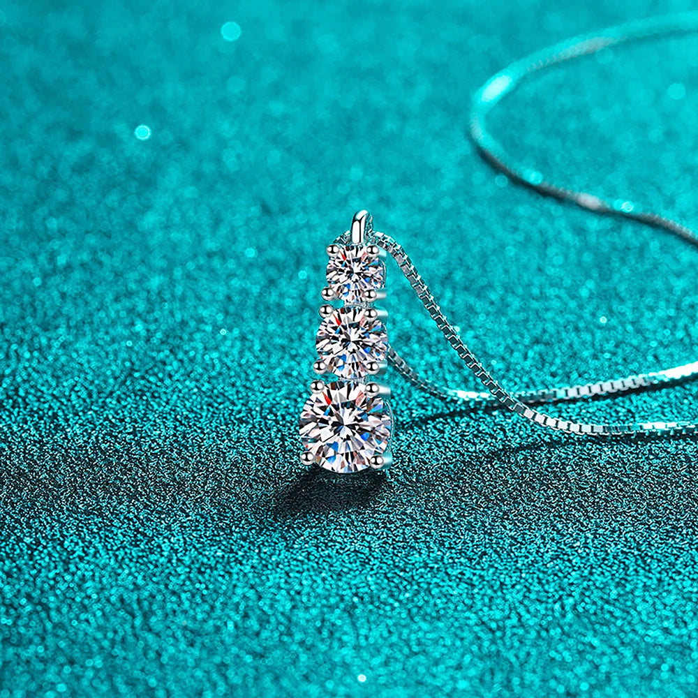 Women's S925 Layered Round Cut Moissanite Diamond Pendant