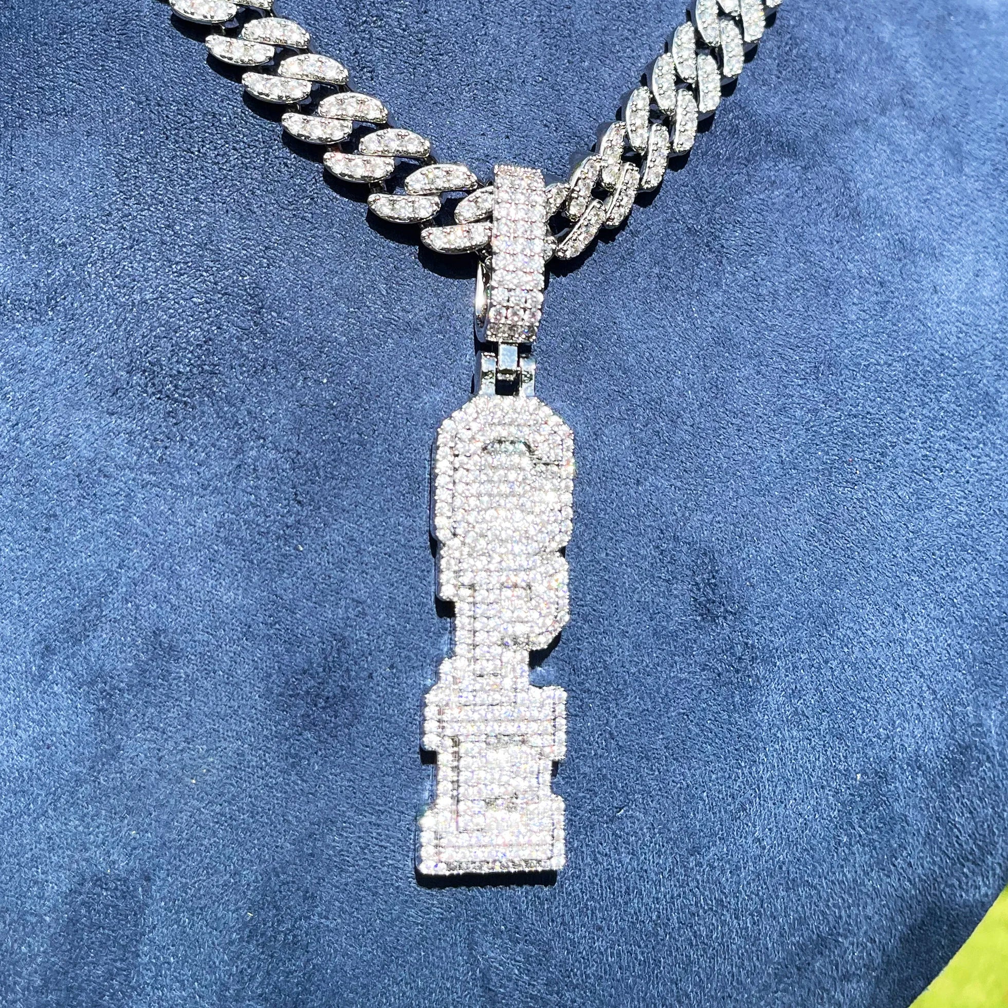 Iced Out Custom Vertical University Letter Pendant - Icedgame & Co