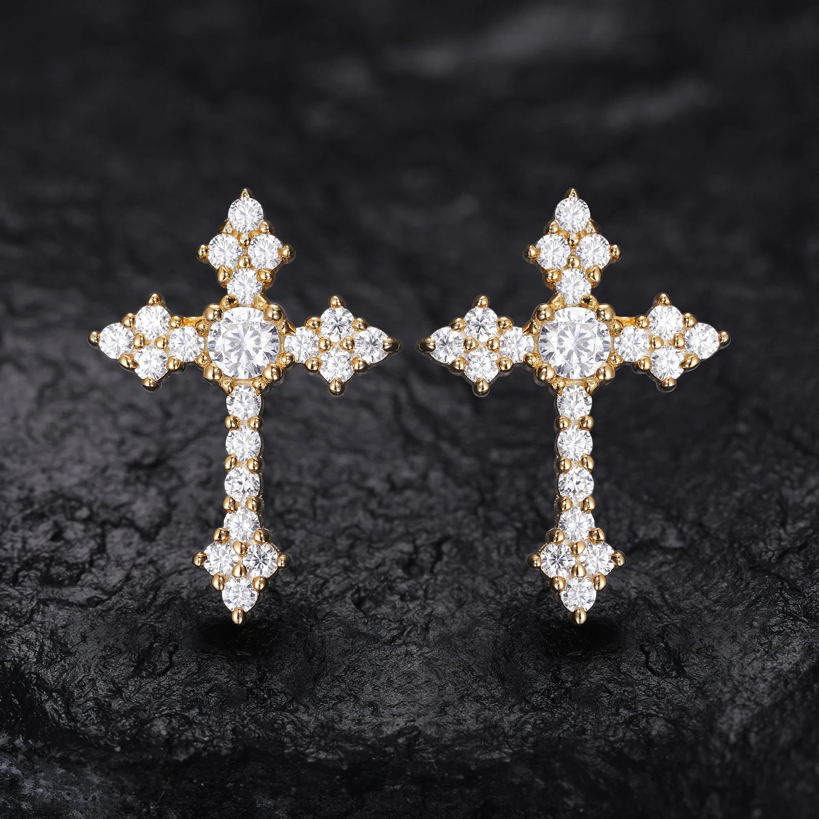 S925 Moissanite Dripping Cross Stud Earrings - Icedgame & Co