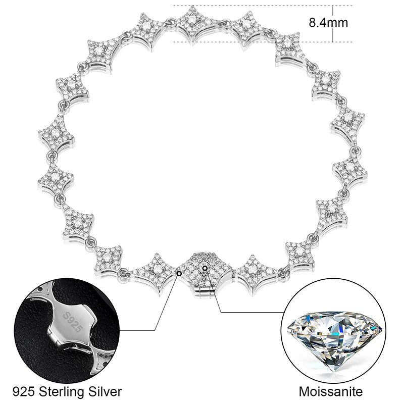 S925 VVS Moissanite Star Link Bracelet