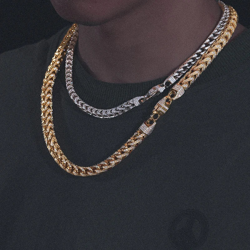 S925 Moissanite Diamond Franco Link Chain Necklace/Bracelet - 6mm