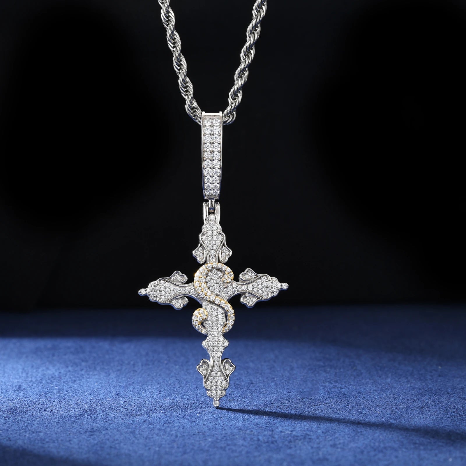 S925 Moissanite Diamond S Cross Pendant