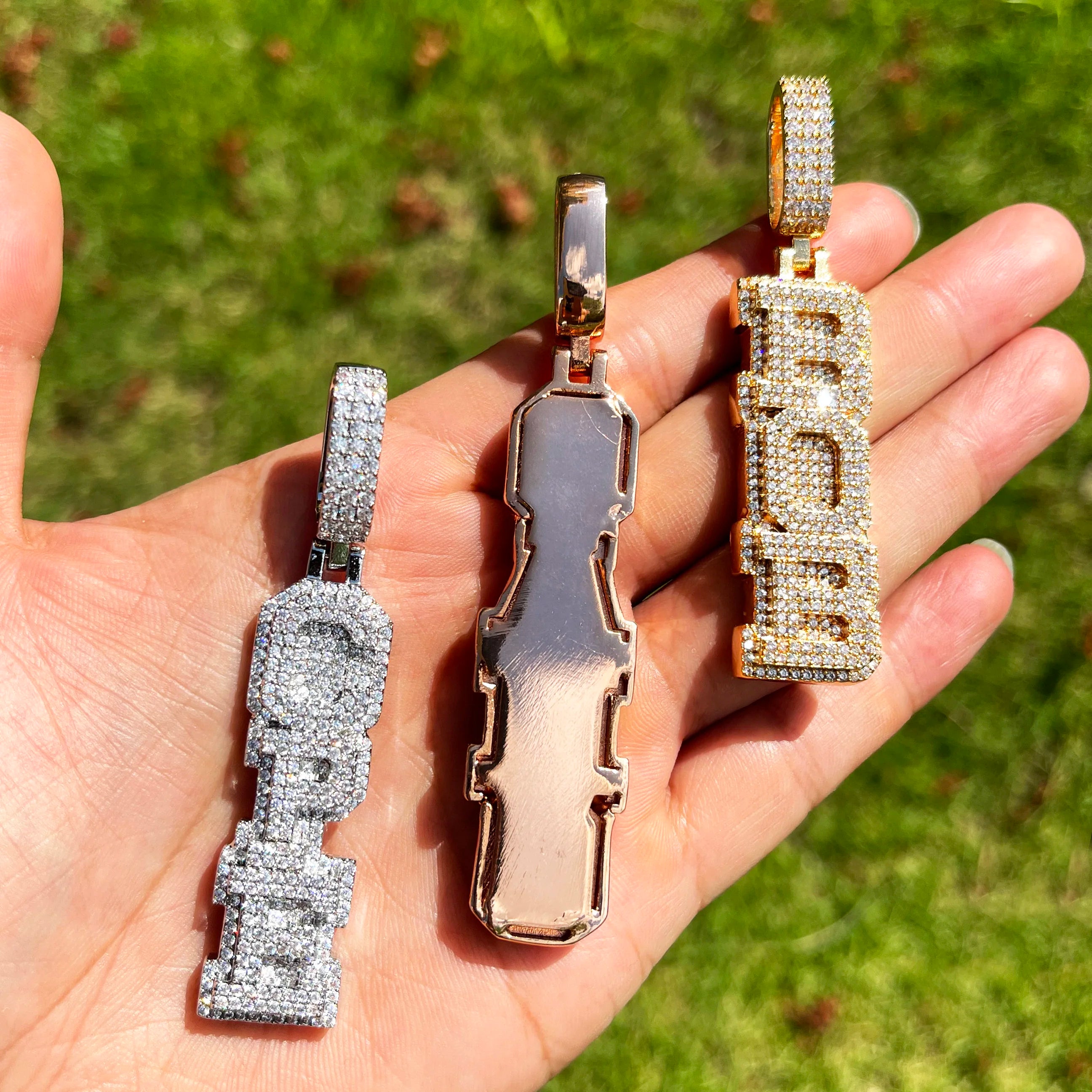 Iced Out Custom Vertical University Letter Pendant - Icedgame & Co