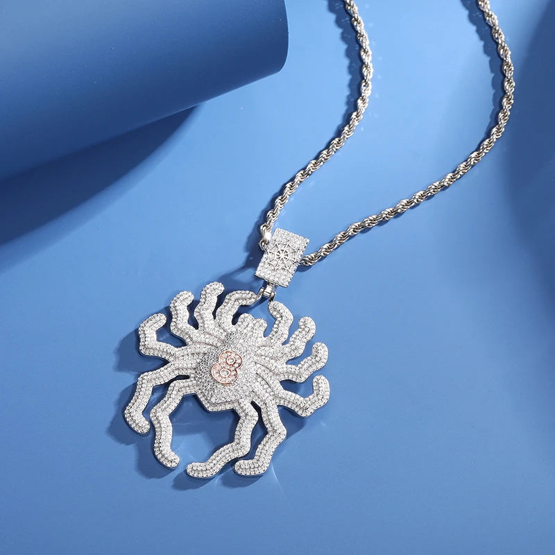 S925 Iced Out Moissanite Spider Pendant