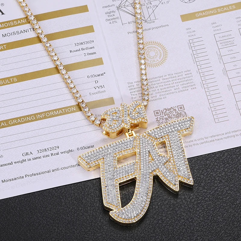 S925 Moissanite Two-Tone Gold Custom Letter Diamond Pendant