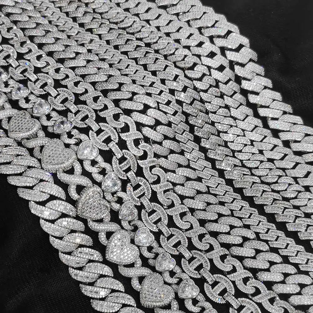 15MM 4 Rows Diamond Prong Link Cuban Necklace