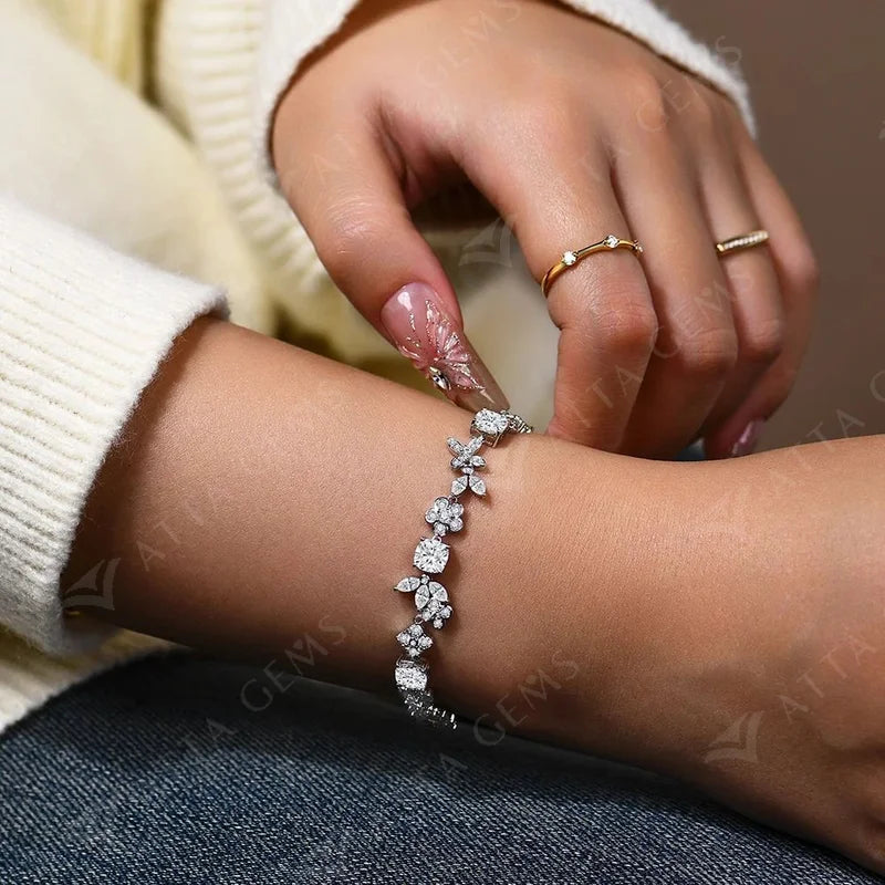 Women's S925 Moissanite Diamond Flower Bracelet