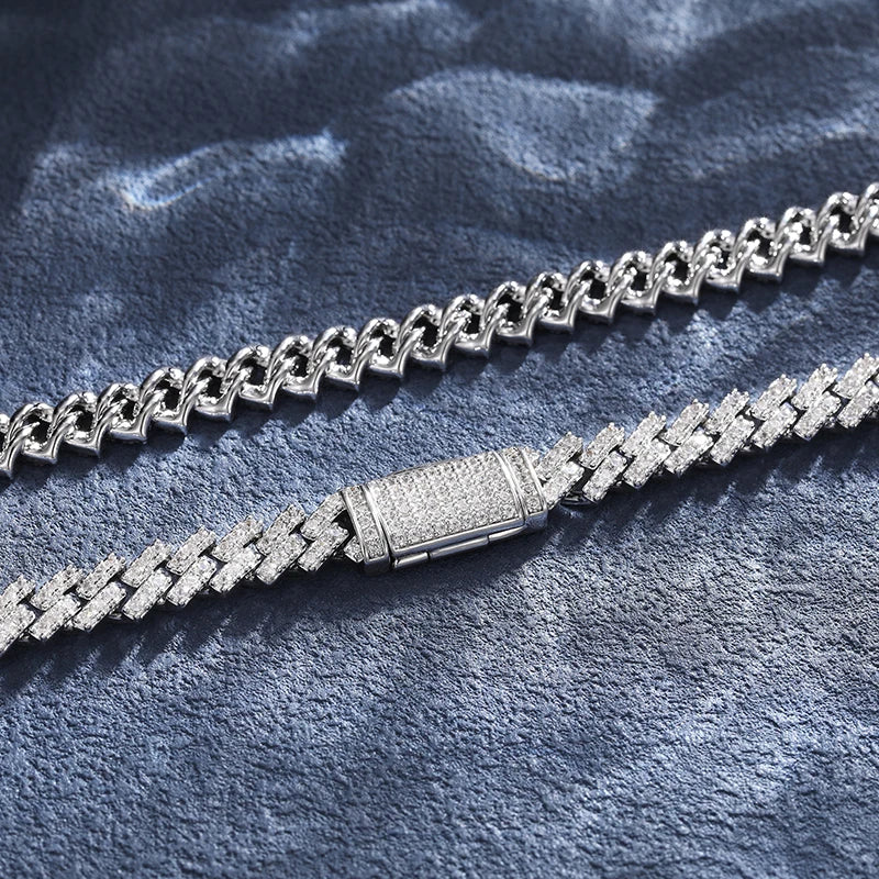 S925 Moissanite Diamond Prong Cuban Link Bracelet - 6mm