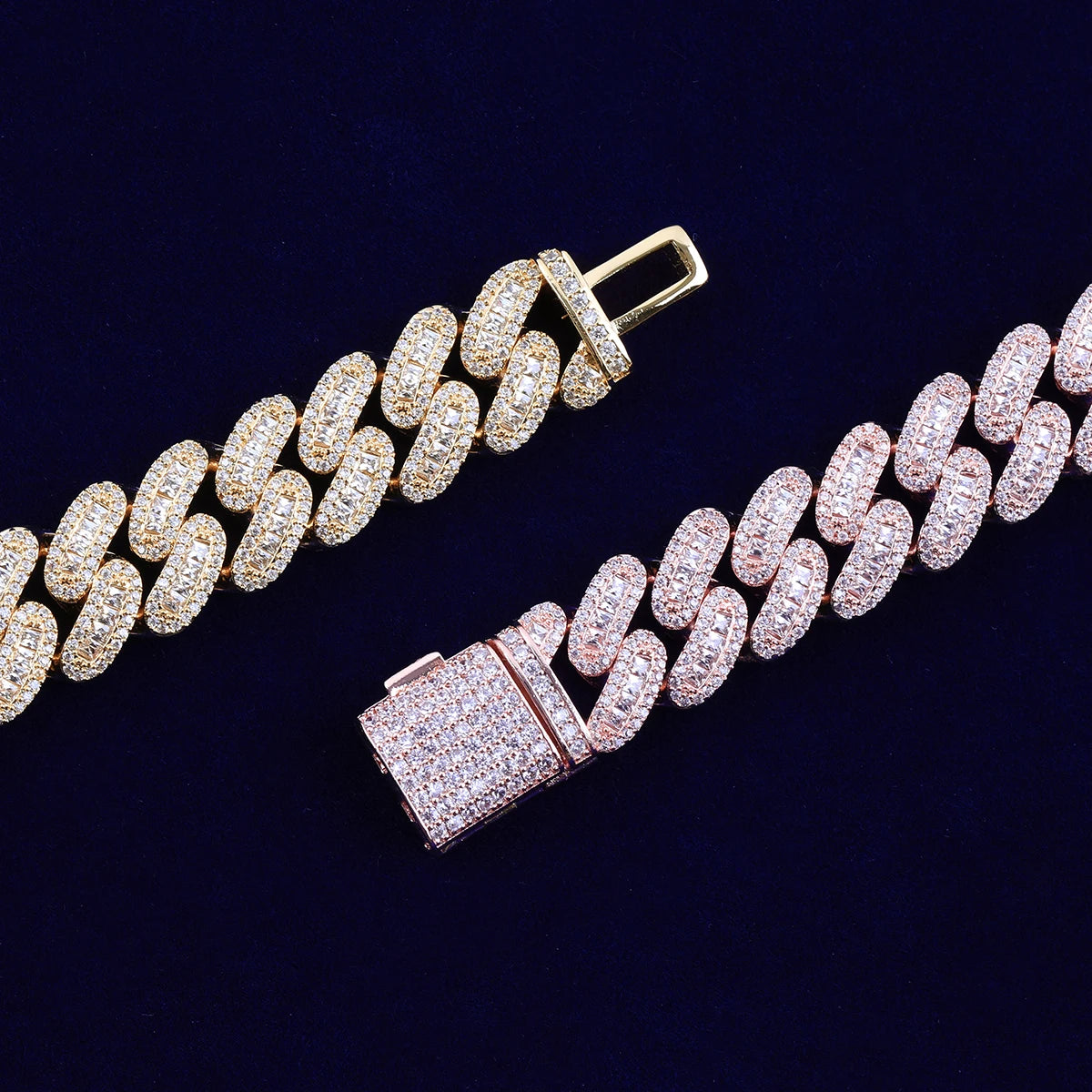 Iced Out Cross Baguette Cuban Link Chain Necklace